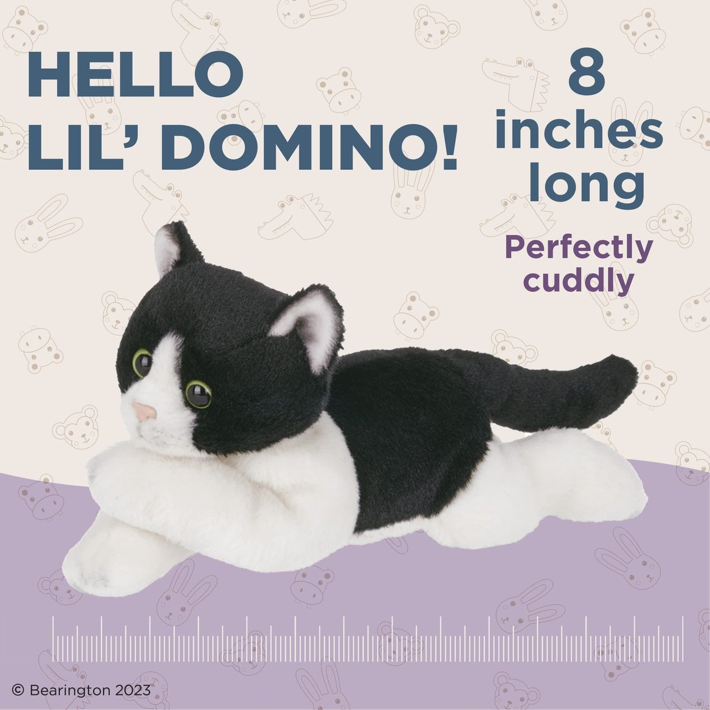 8" Black and White Cat Lil’ Domino