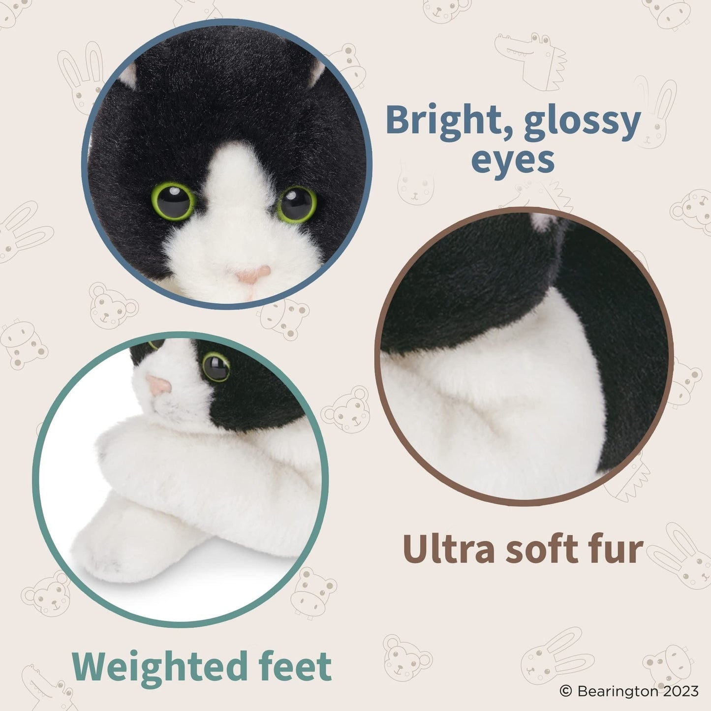 8" Black and White Cat Lil’ Domino