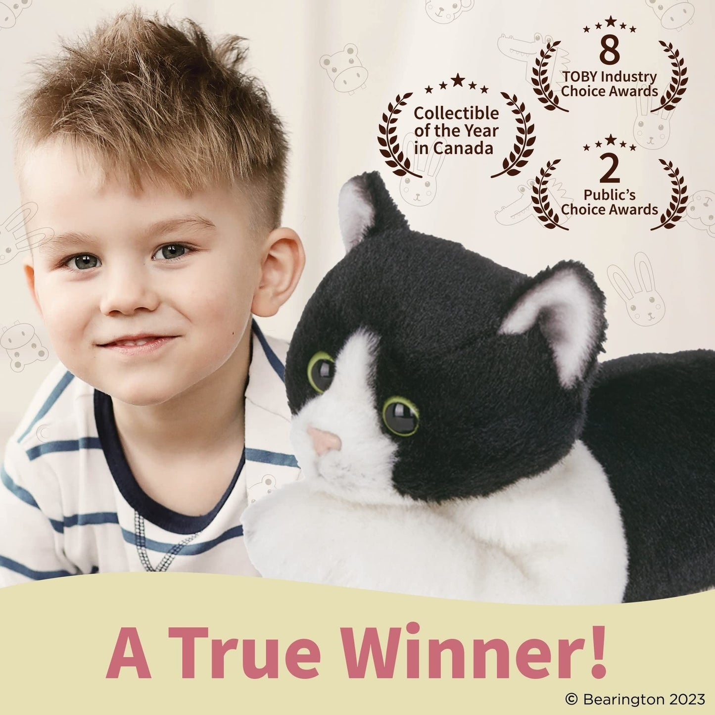 8" Black and White Cat Lil’ Domino