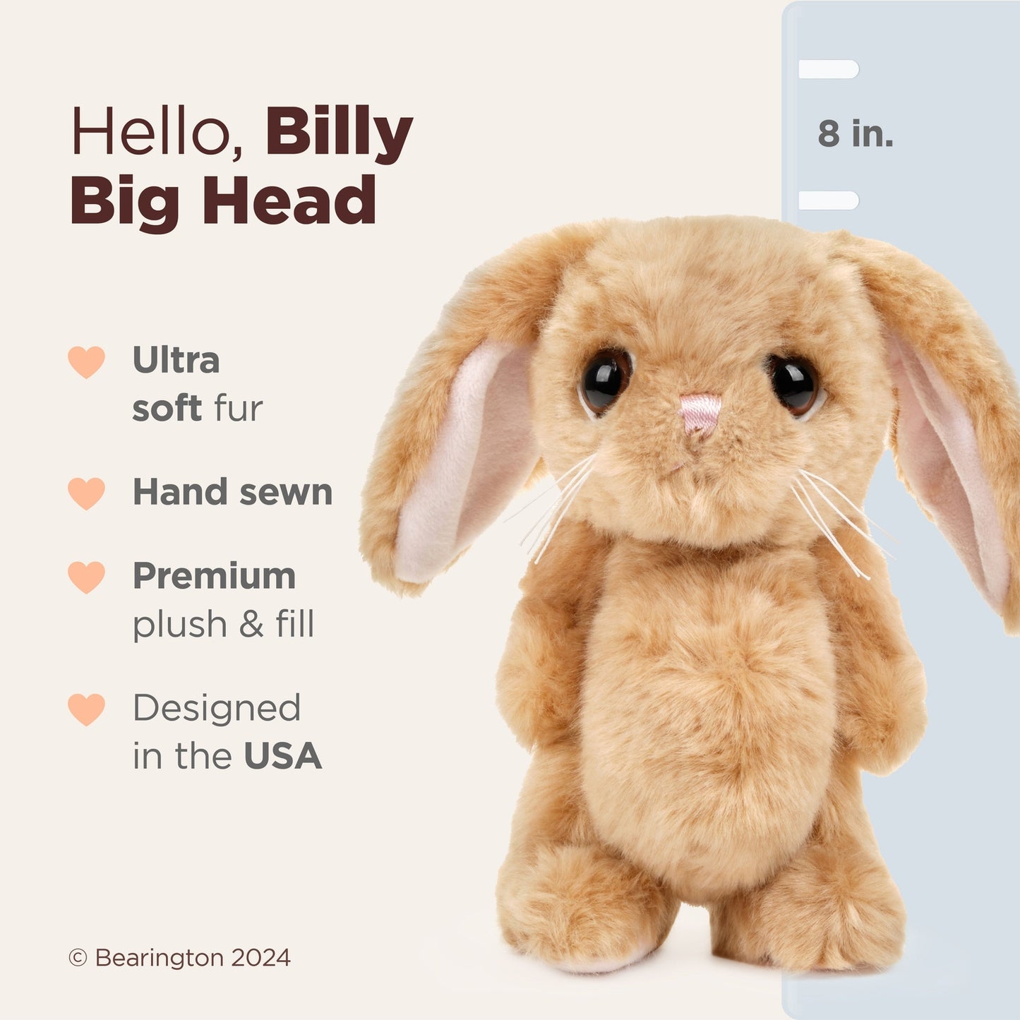 8" Bunny Big Head Brown