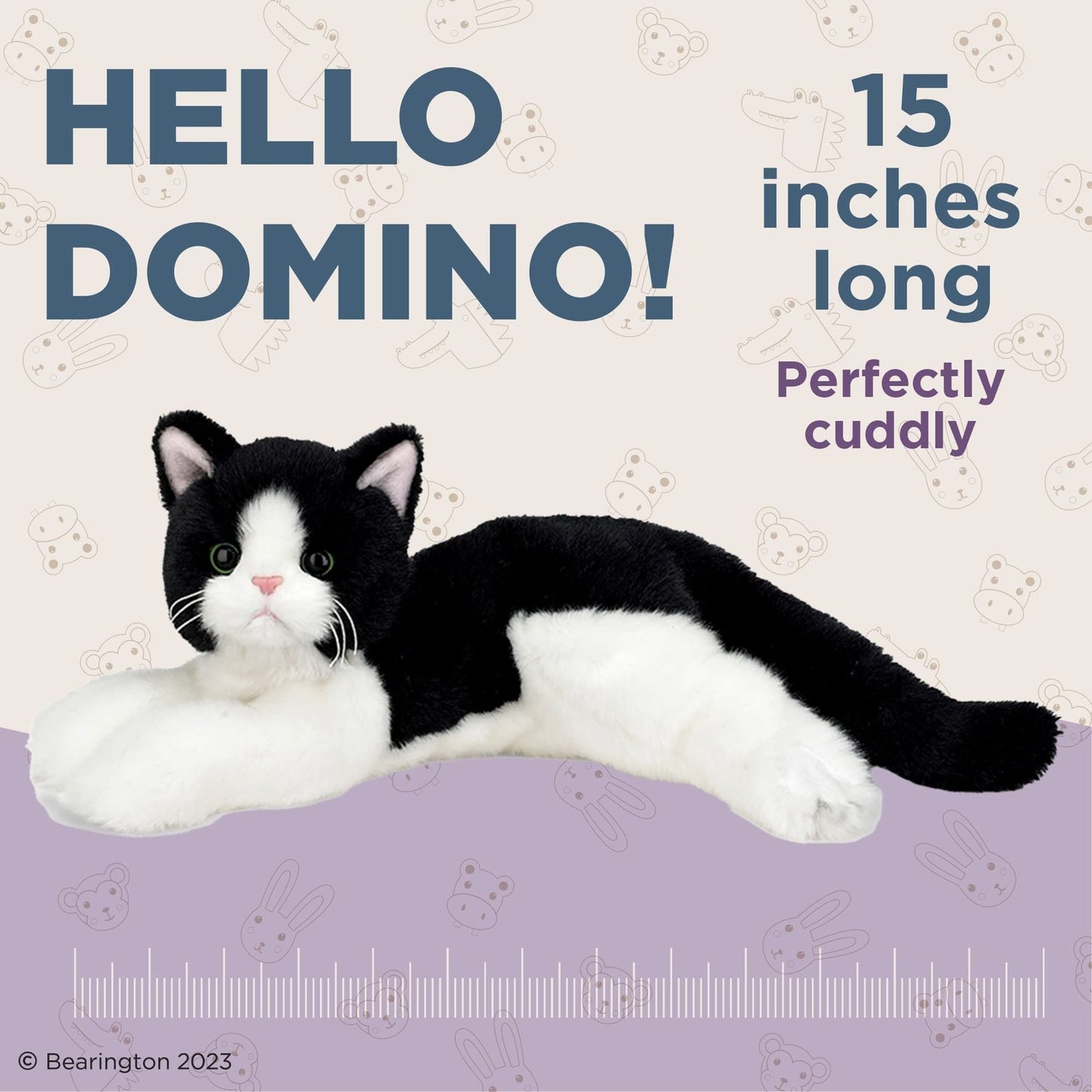 15" Black and White Cat Domino
