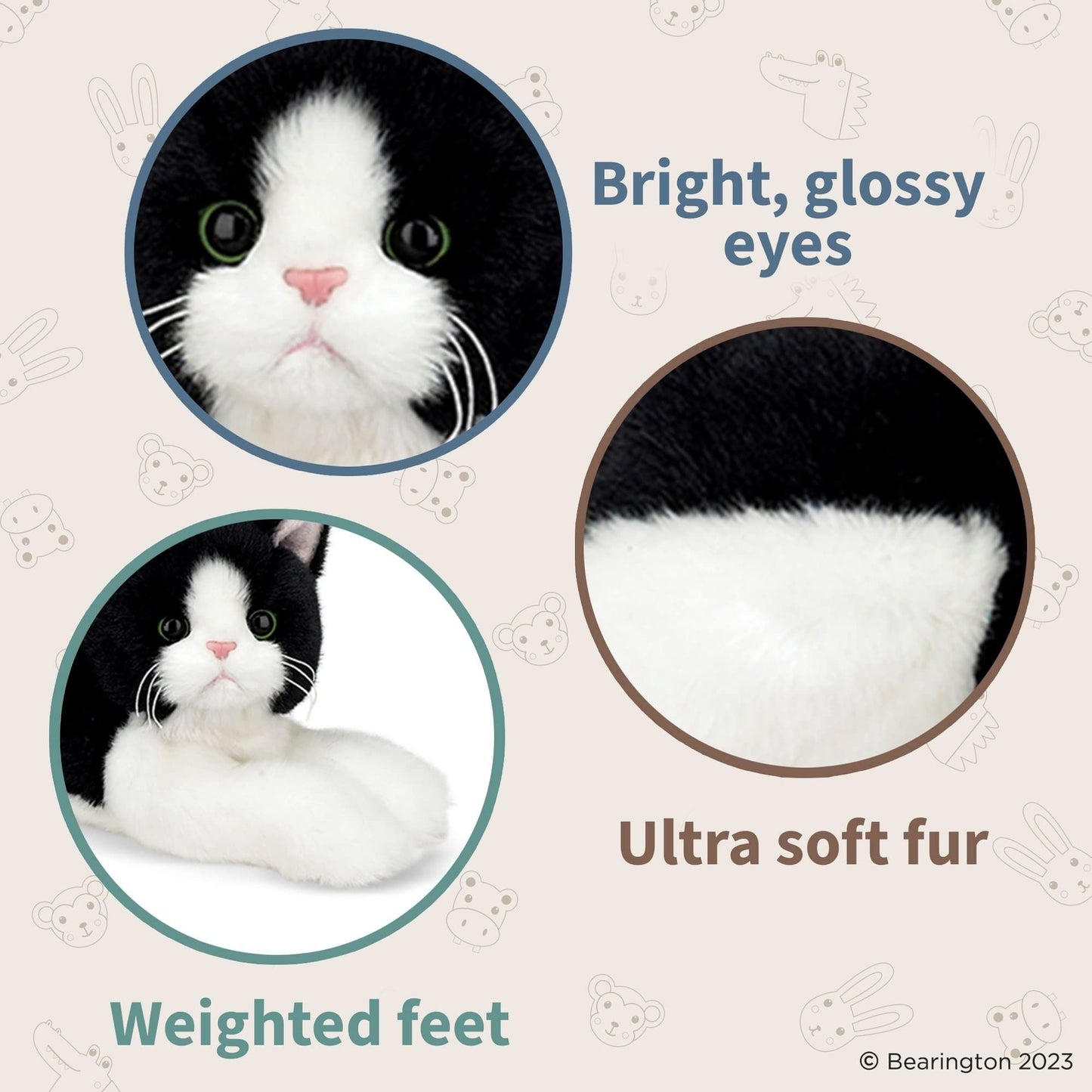 15" Black and White Cat Domino