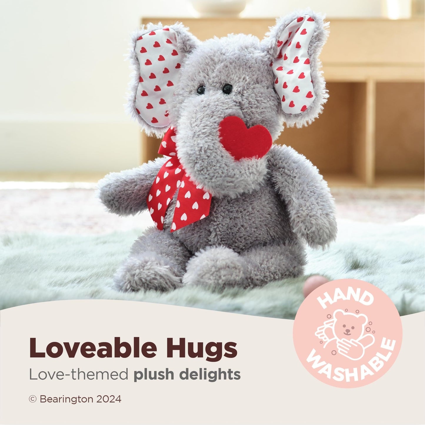 13" Valentine's Elephant Hugh Loves You