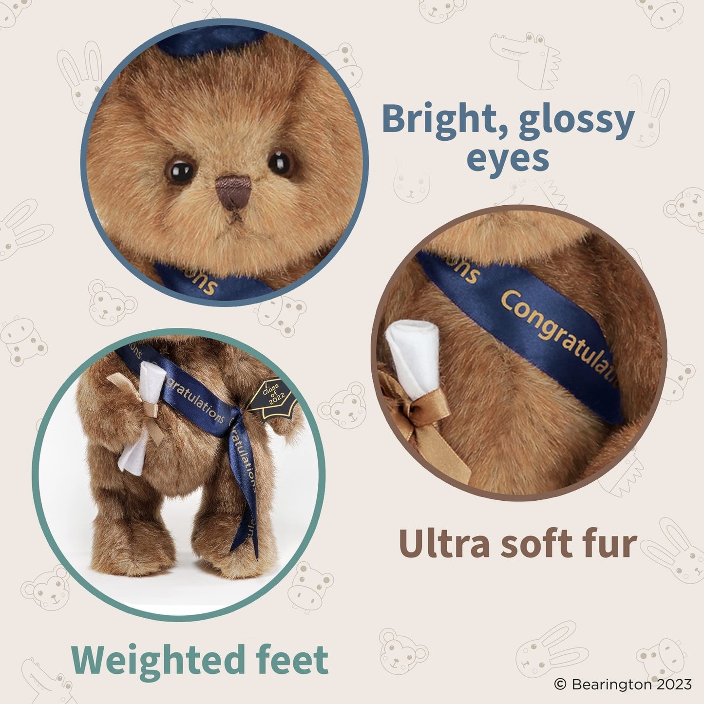 10" Graduation Bear Smarty (Blue Cap)
