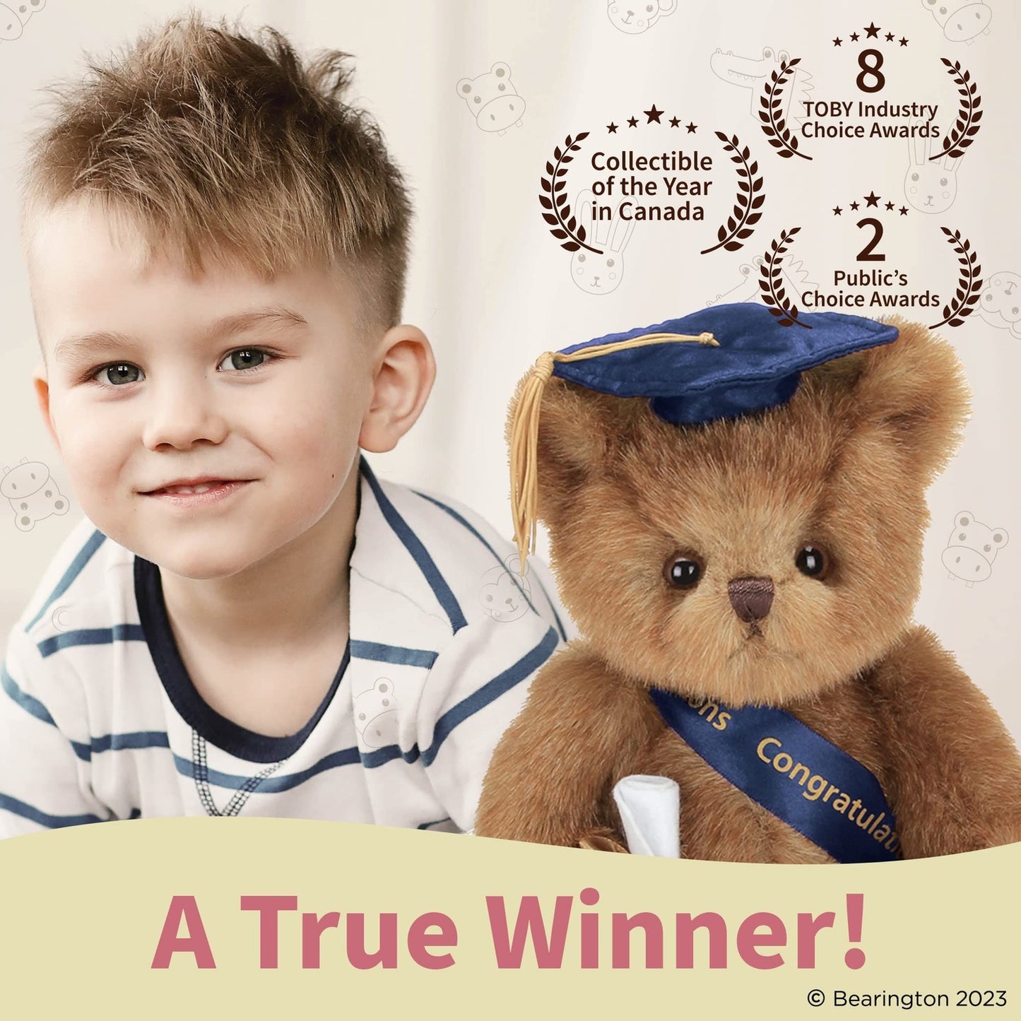 10" Graduation Bear Smarty (Blue Cap)