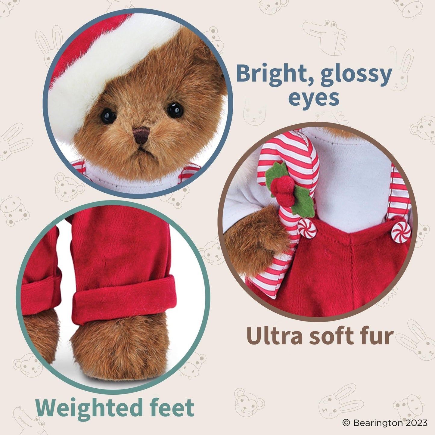 14" Christmas Bear Christopher Cane