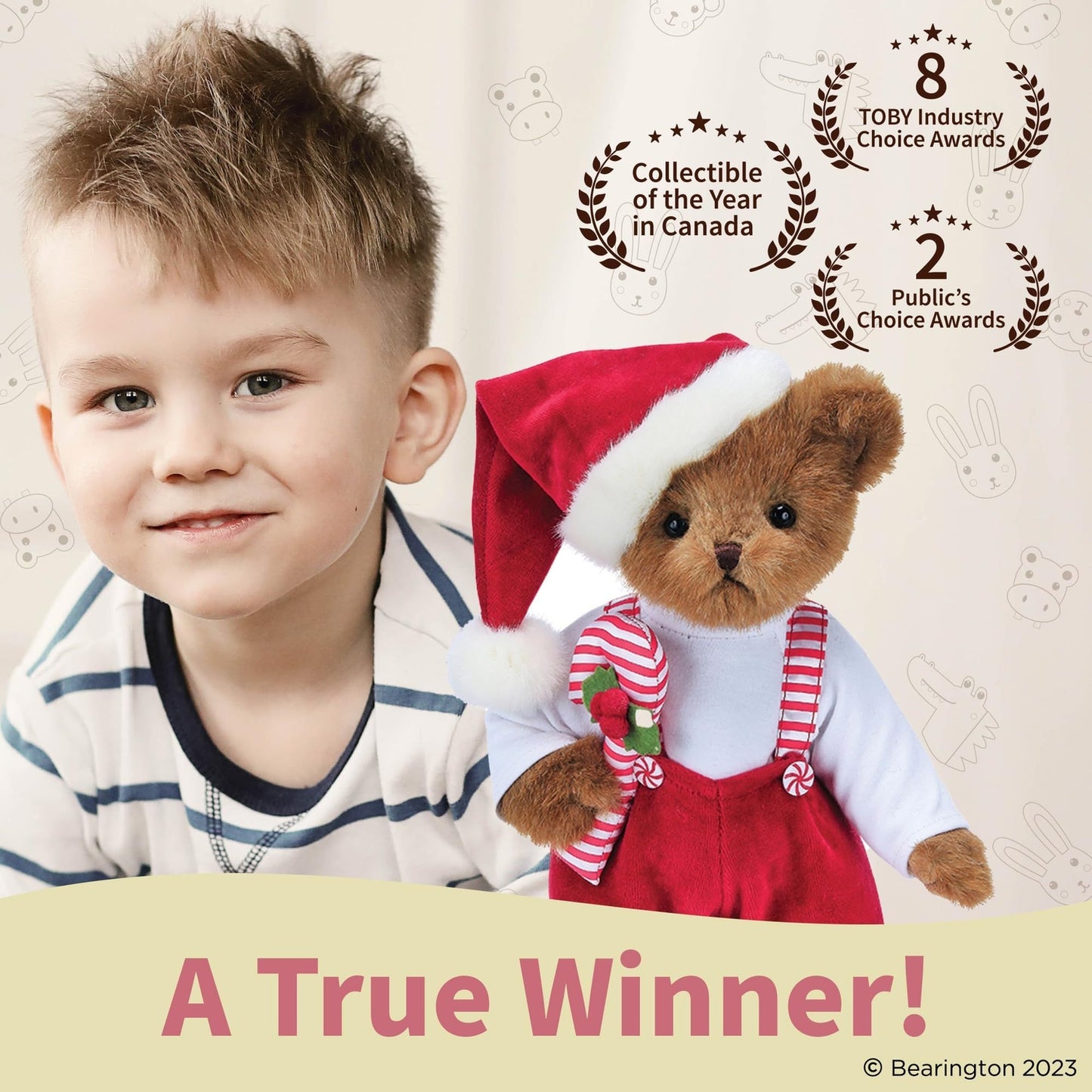 14" Christmas Bear Christopher Cane
