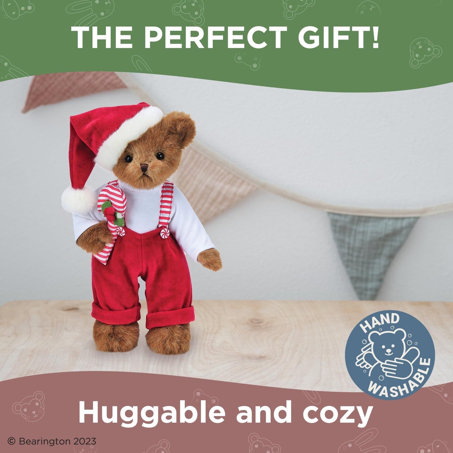 14" Christmas Bear Christopher Cane