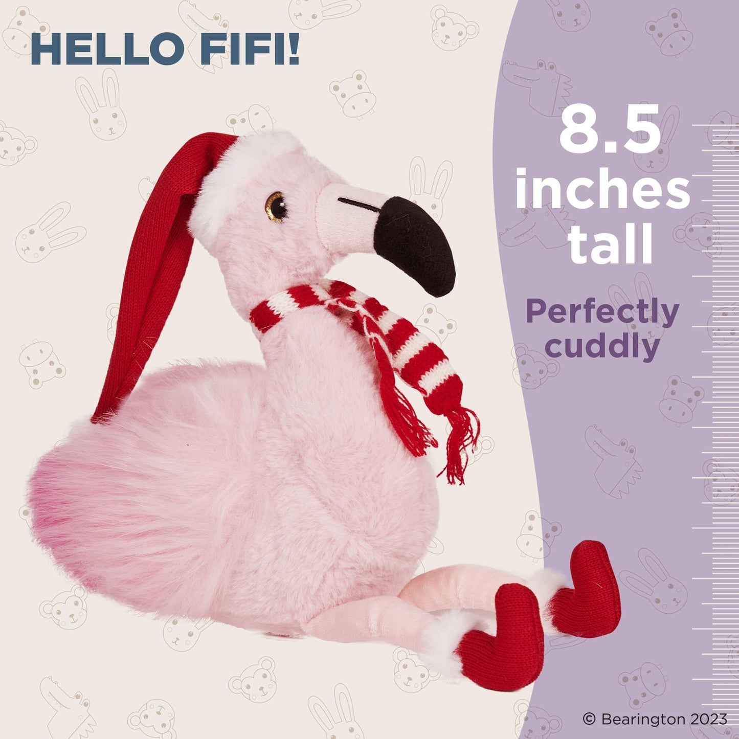 8.5" Flamingo w/ scarf & hat, Festive Fifi