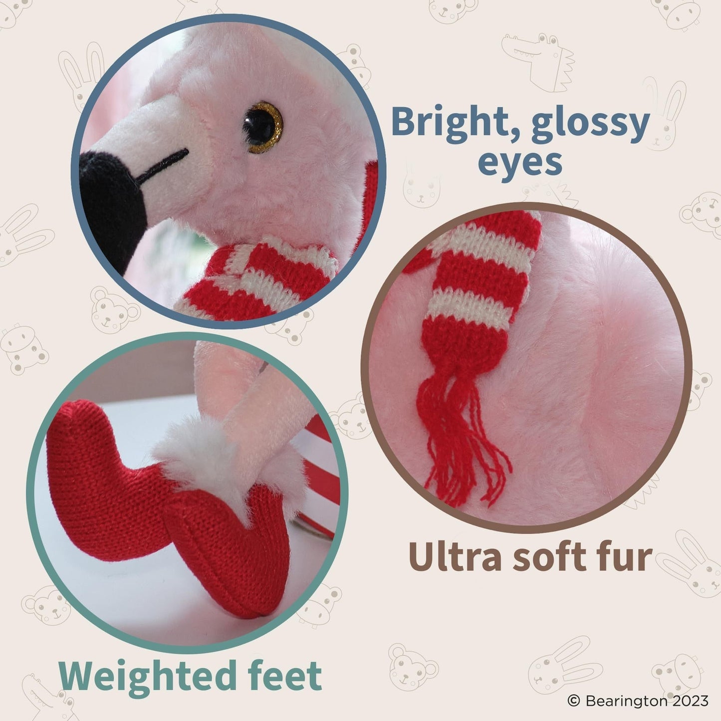 8.5" Flamingo w/ scarf & hat, Festive Fifi