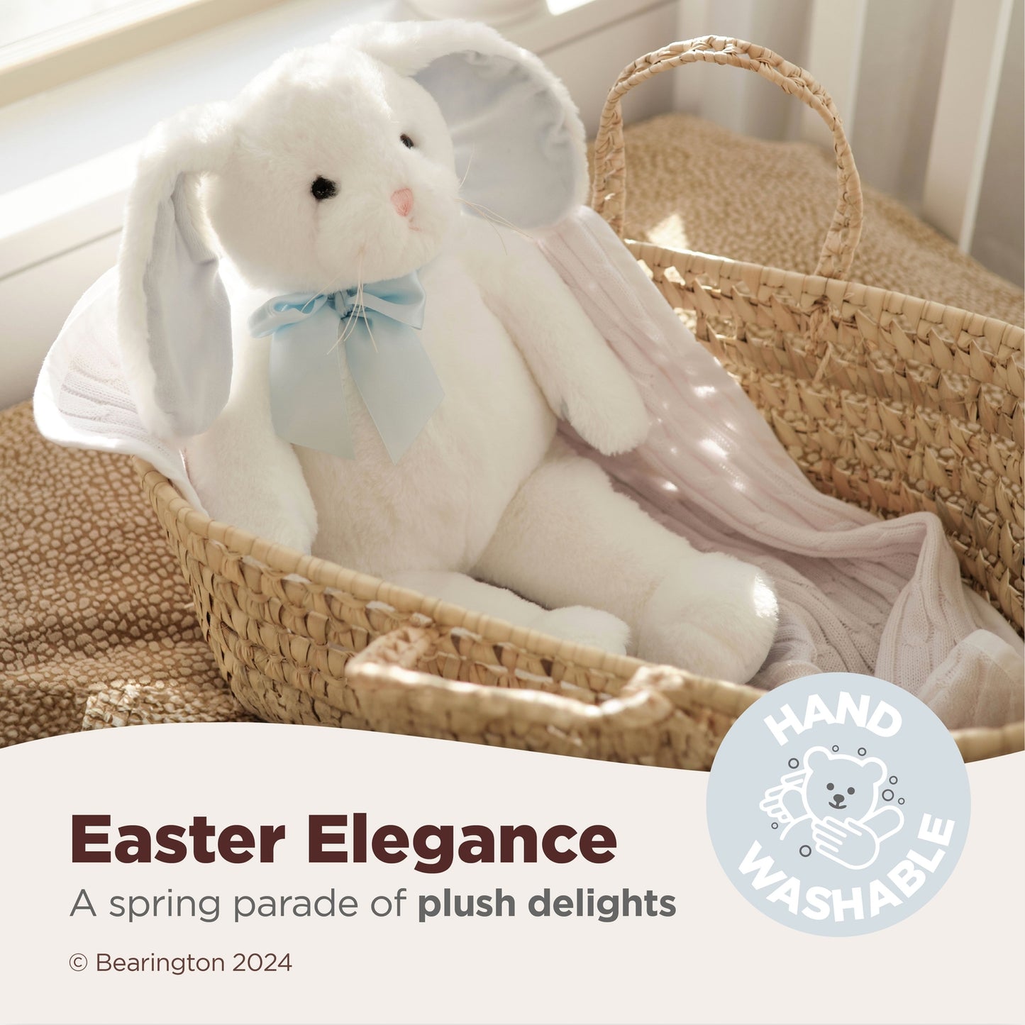 16" Bunny - Floppy Ears White & Blue