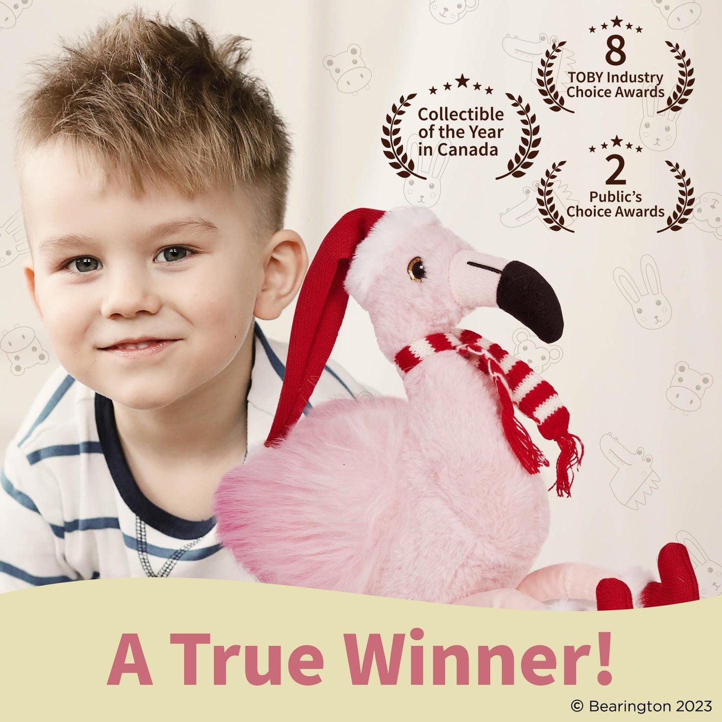 8.5" Flamingo w/ scarf & hat, Festive Fifi