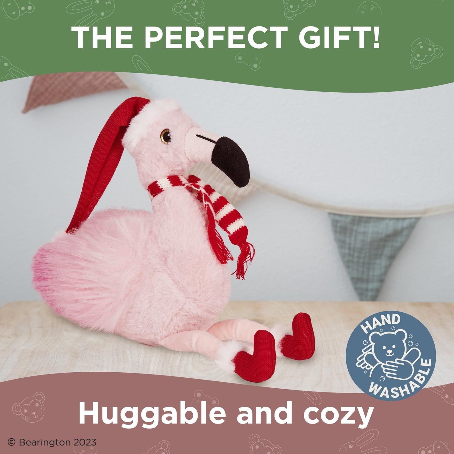 8.5" Flamingo w/ scarf & hat, Festive Fifi