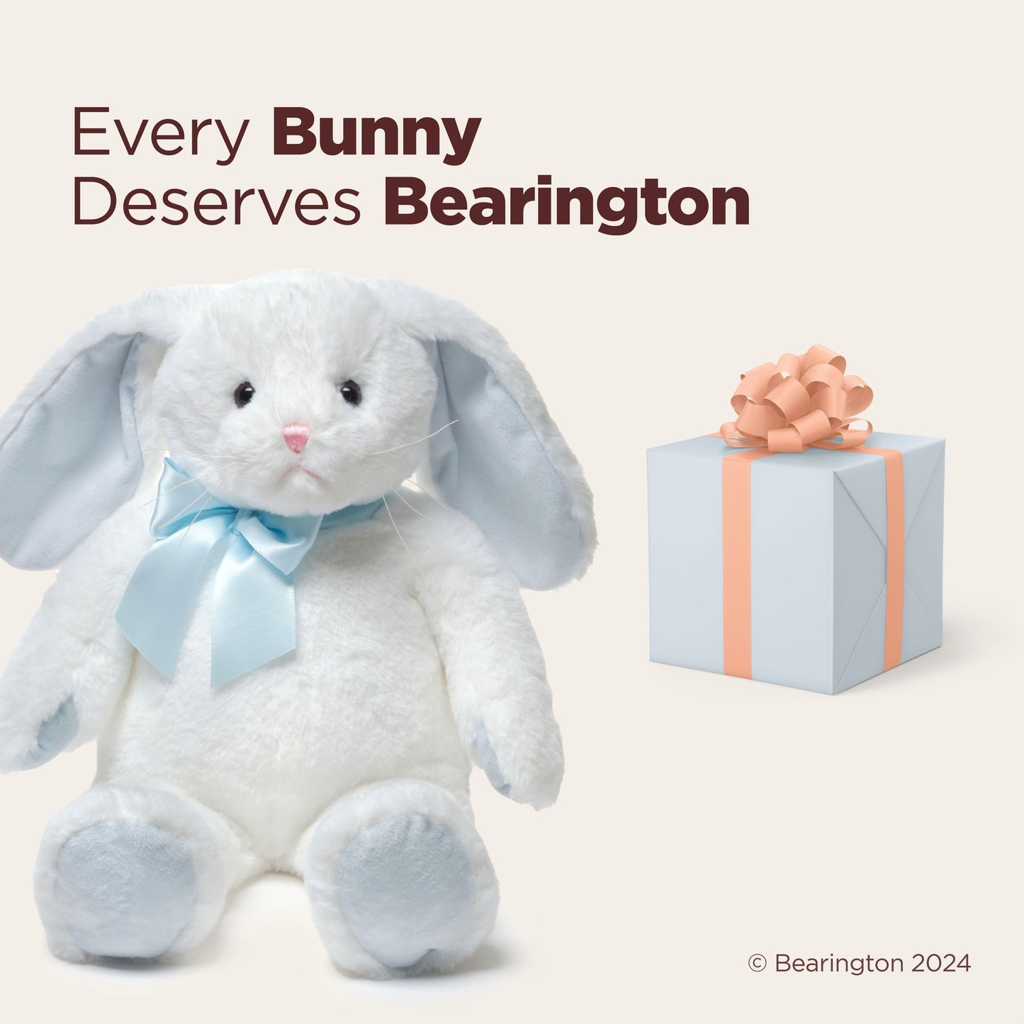 16" Bunny - Floppy Ears White & Blue