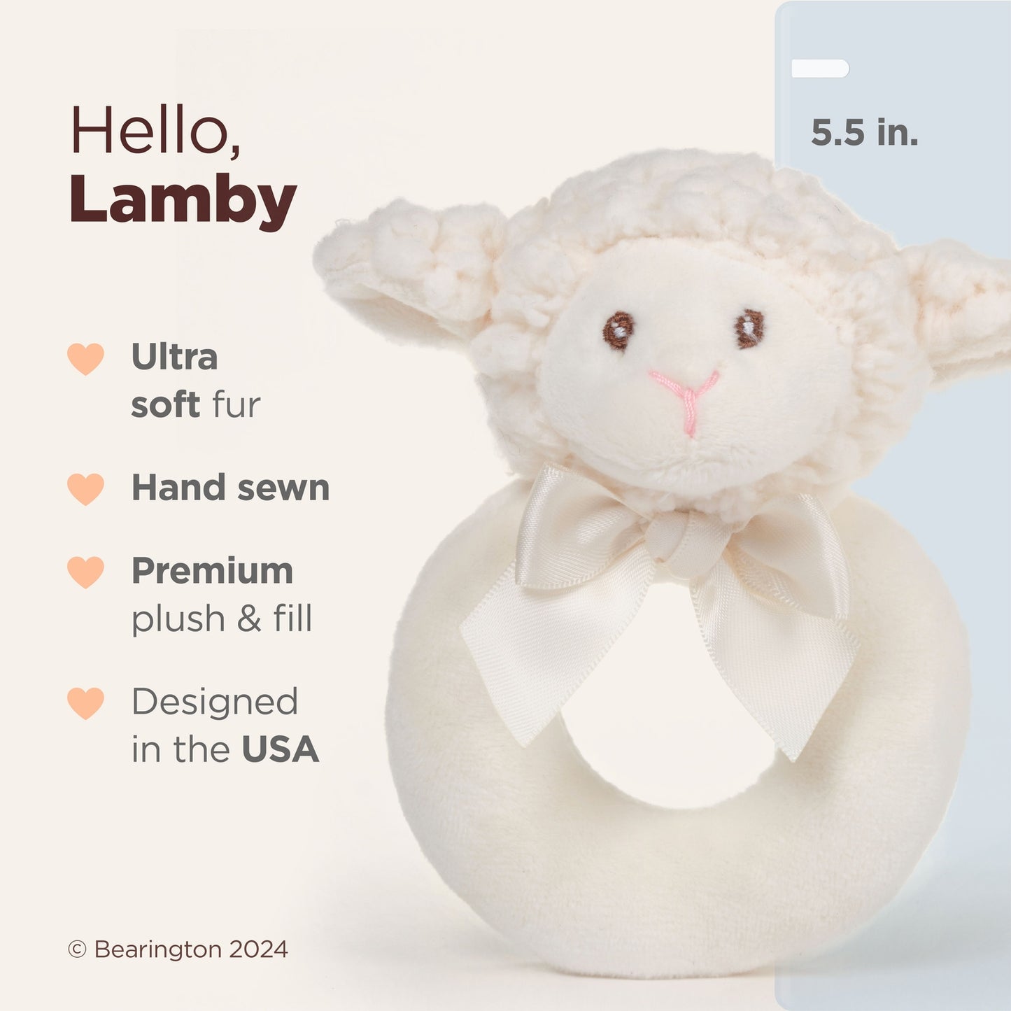 5.5" Ring Rattle Lamb Lamby