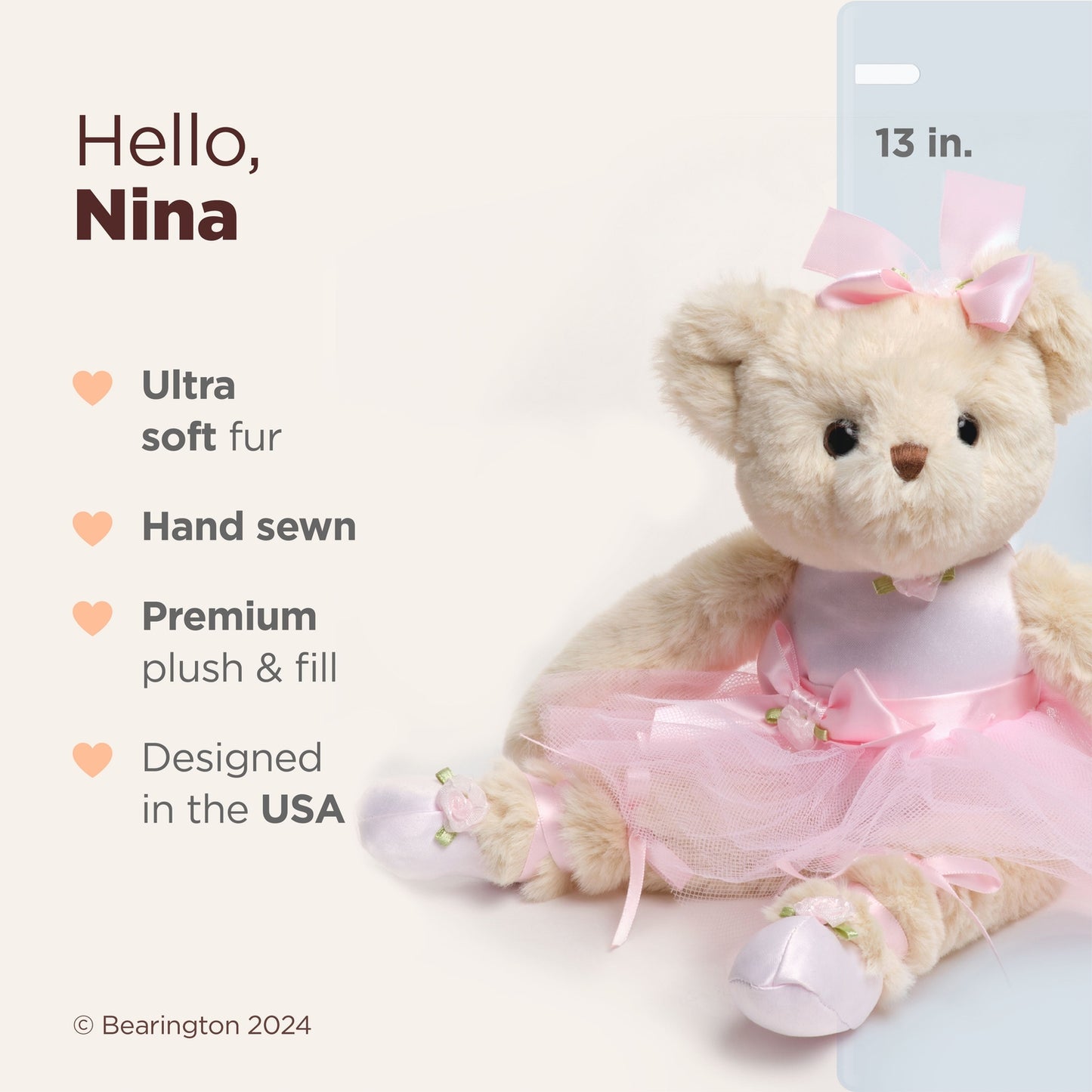 13" Teddy Bear Ballerina - Pink