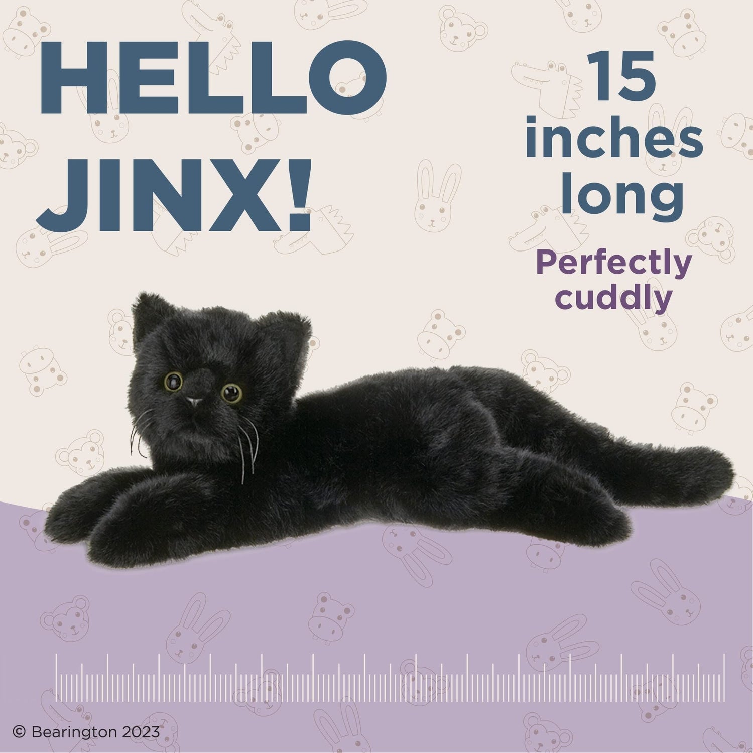 Bocchetta 38cm Black Persian Cat Onyx Plush Soft Toy - Long Hair Cat Stuffed Animal