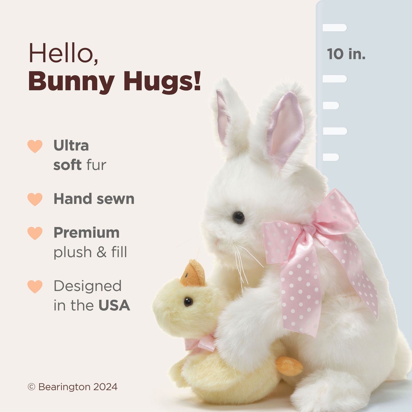 10" Bunny Rabbit w/ chick, Bunny Hugs