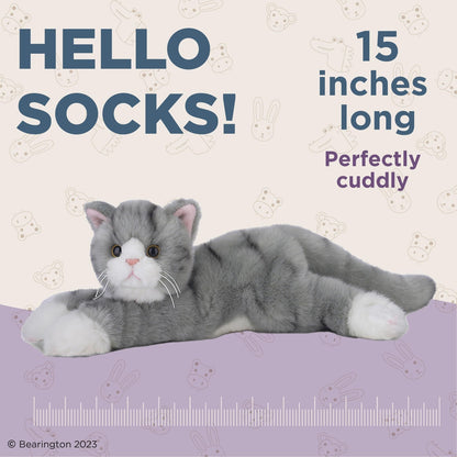 15" Grey Tabby Cat Socks