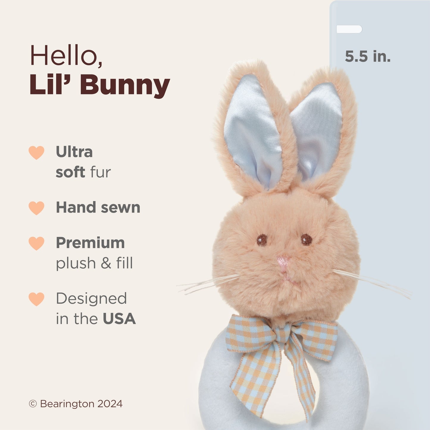 5.5" Ring Rattle Bunny Blue Lil'Bunny