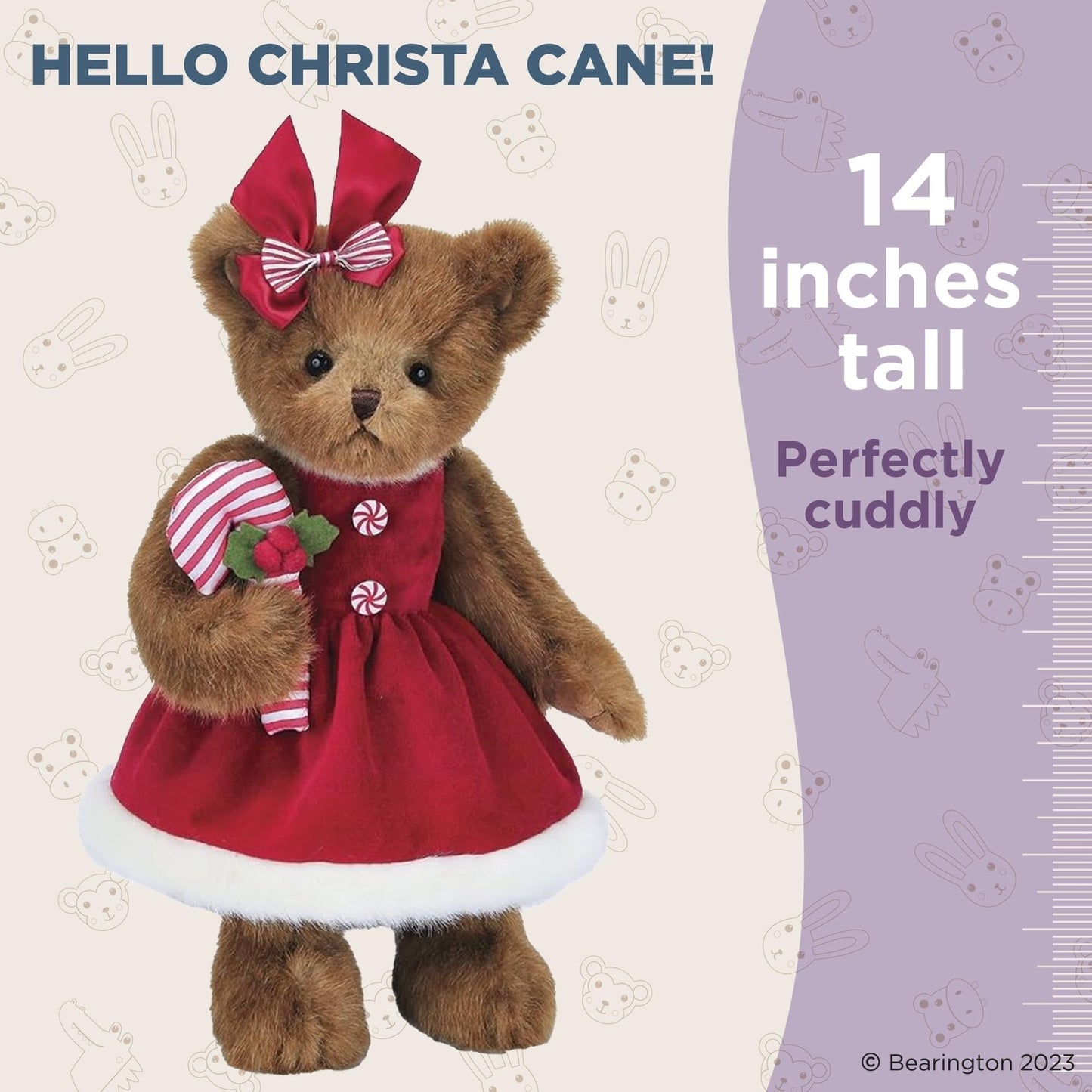 14" Christmas Bear Christa Cane