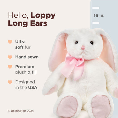 16" Bunny - Floppy Ears White & Pink