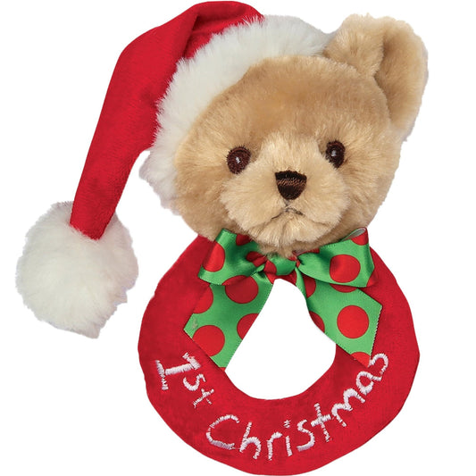 5" Ring Rattle Bear Baby's 1st Christmas