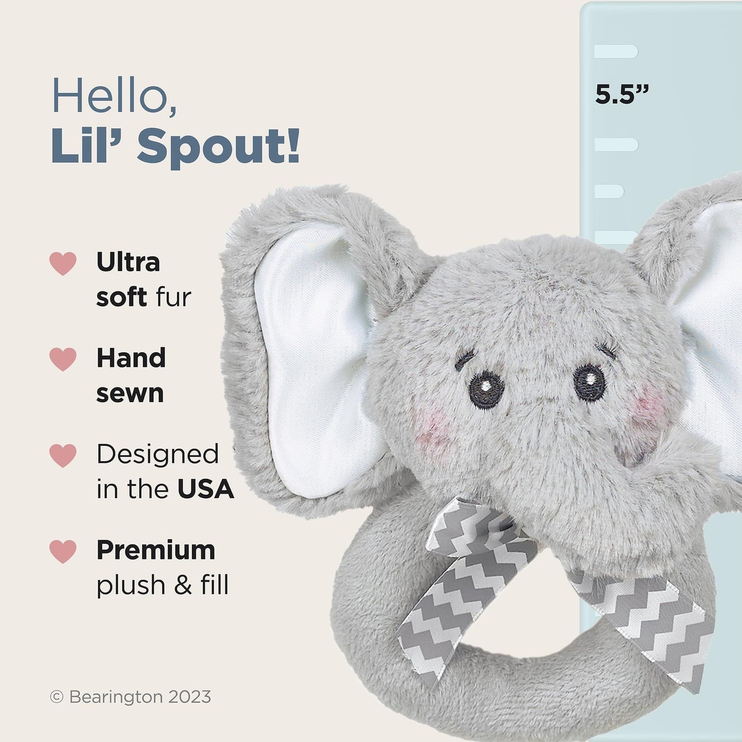 5.5" Ring Rattle Elephant Lil' Spout